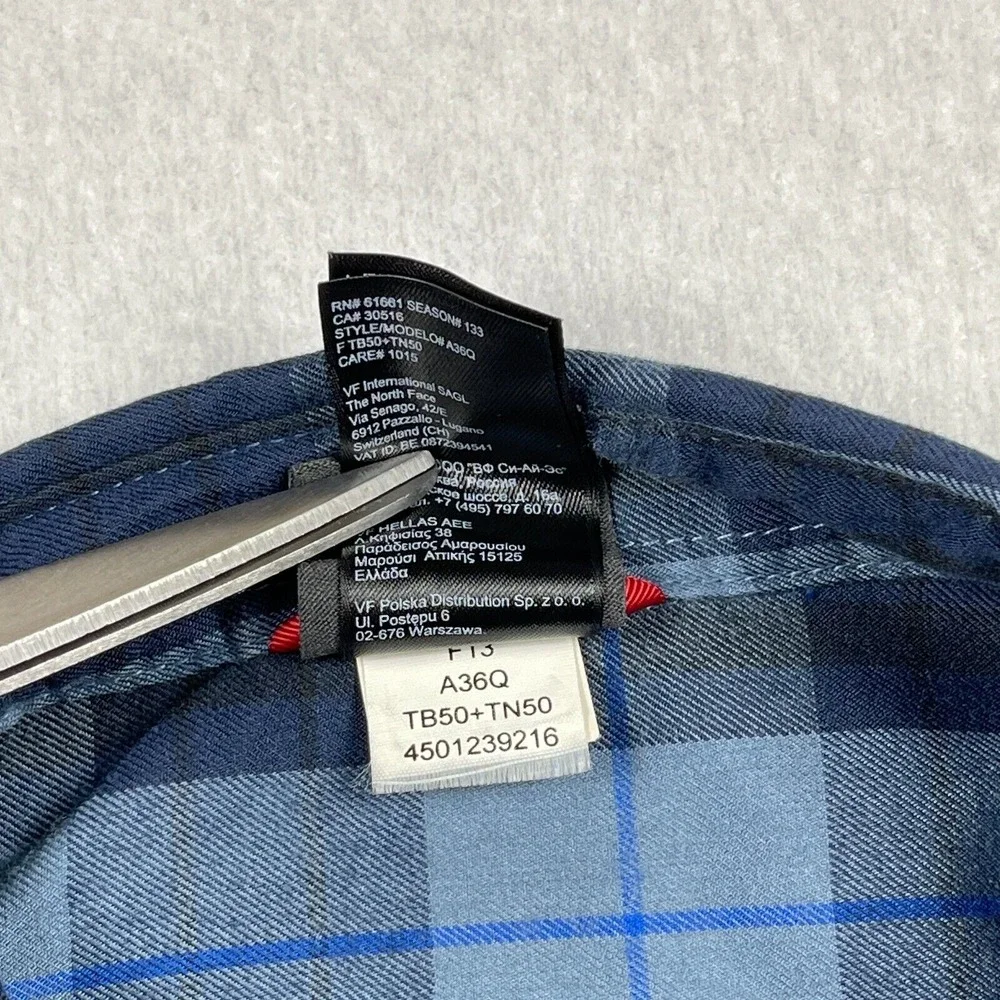 North Face Shirt Mens Small Blue Plaid‎ Snap Outdoors Camping Hiking Travel Work